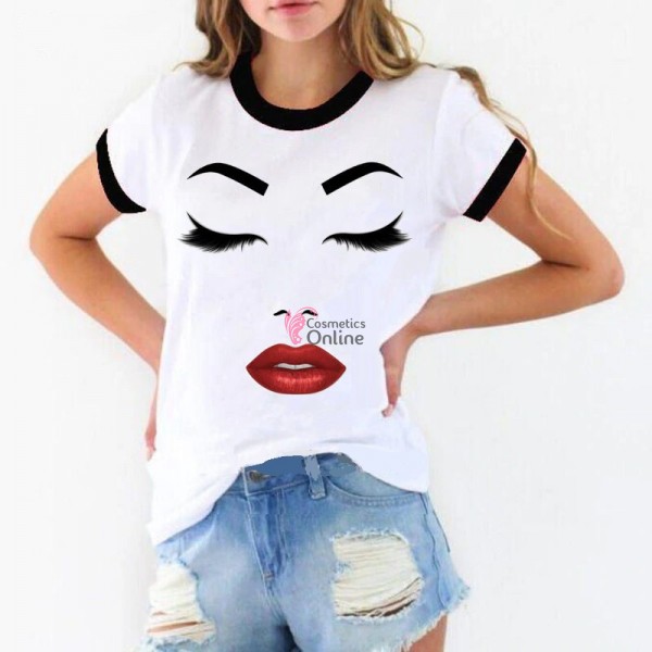 Tricou cu desen pentru Salon de Infrumusetare LMB008 Alb - Beauty & Make-Up